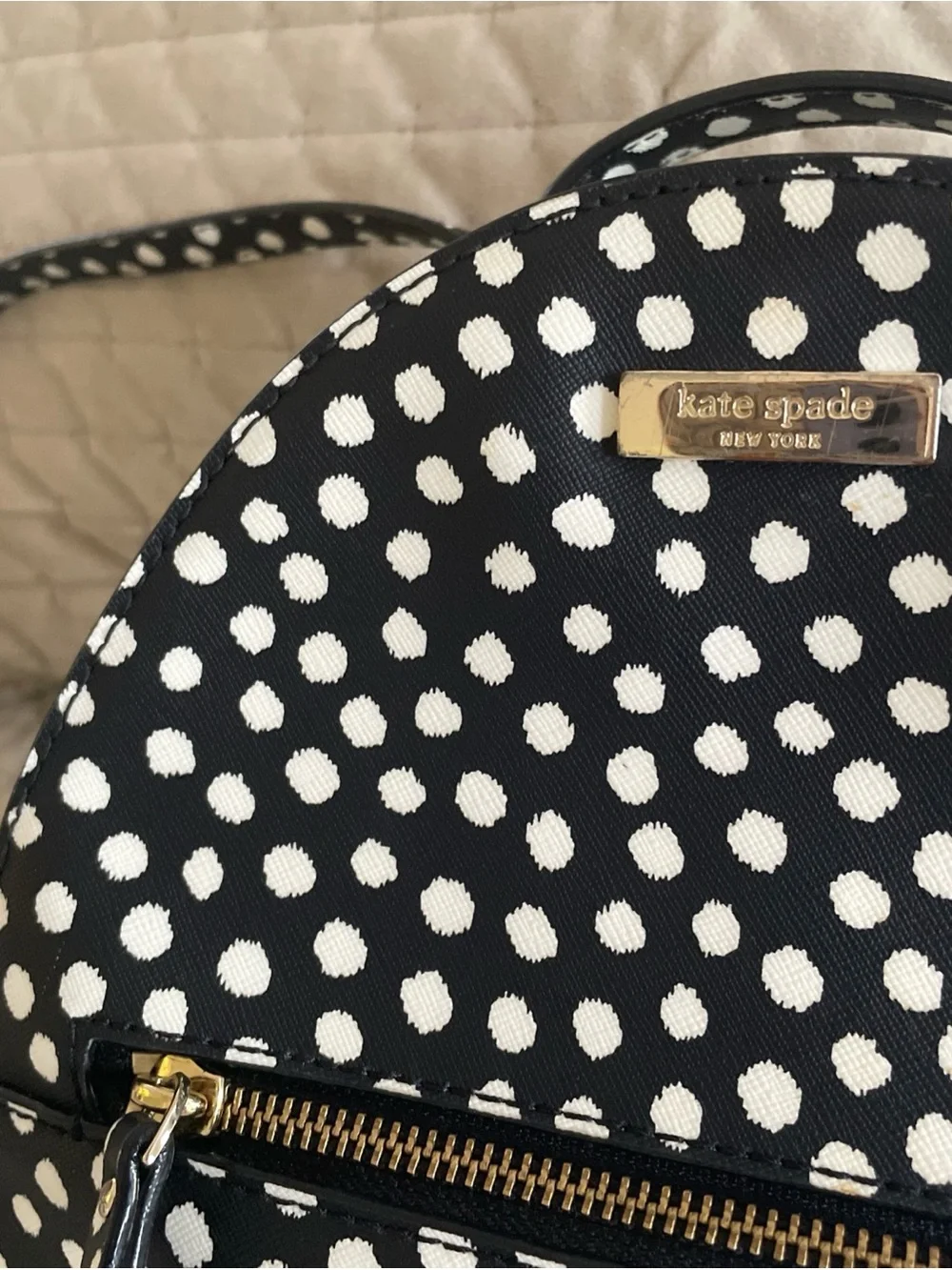 kate spade Black and White Polka Dot Mini Backpack